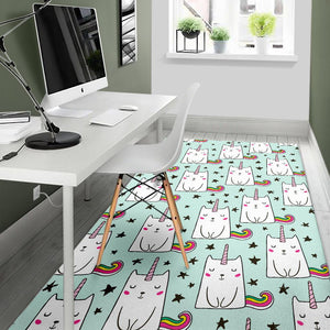Cute Unicorn Cat Pattern Print Area Rug GearFrost
