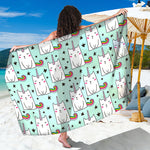 Cute Unicorn Cat Pattern Print Beach Sarong Wrap