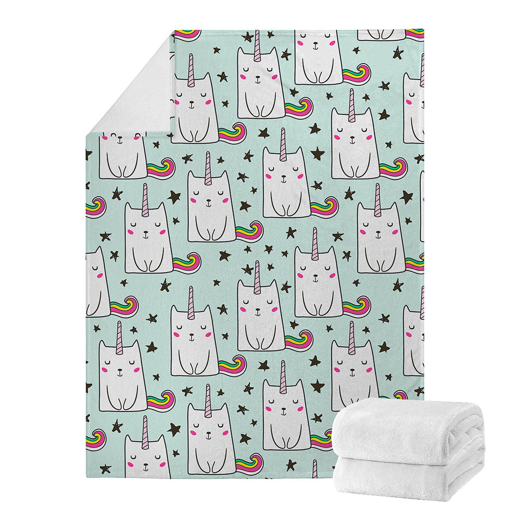 Cute Unicorn Cat Pattern Print Blanket