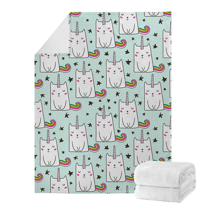 Cute Unicorn Cat Pattern Print Blanket