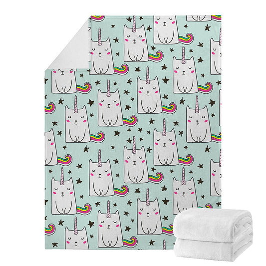 Cute Unicorn Cat Pattern Print Blanket