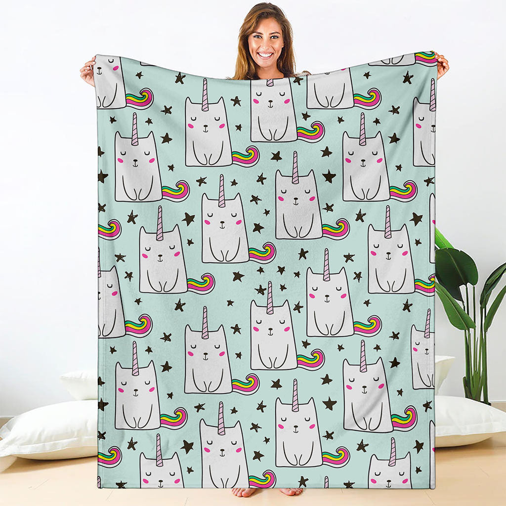 Cute Unicorn Cat Pattern Print Blanket