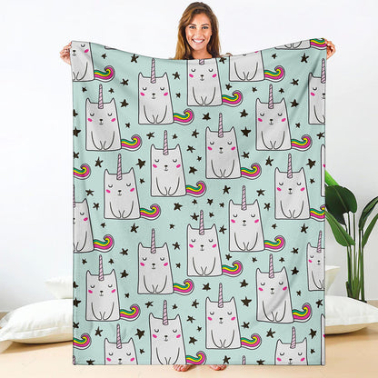 Cute Unicorn Cat Pattern Print Blanket