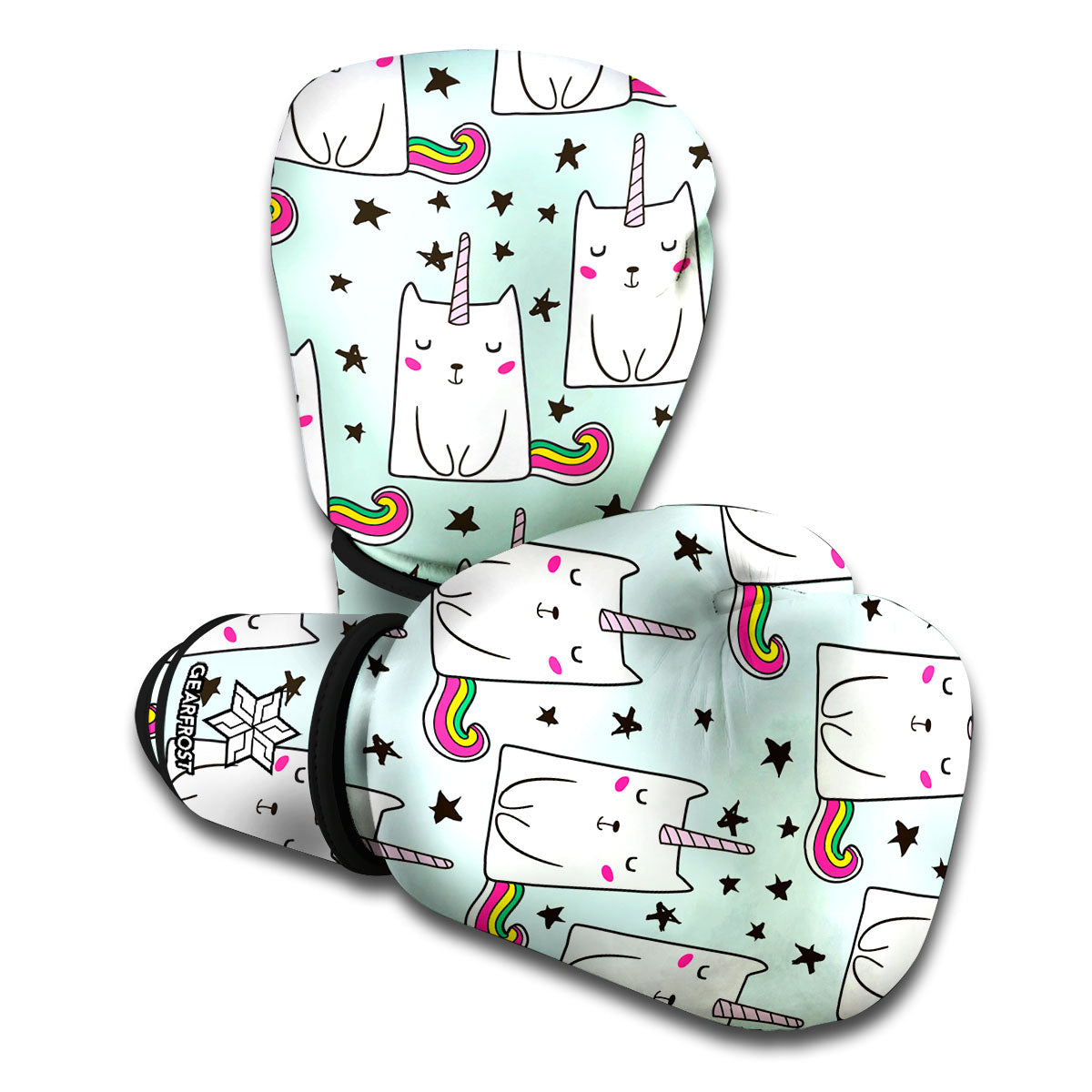 Cute Unicorn Cat Pattern Print Boxing Gloves