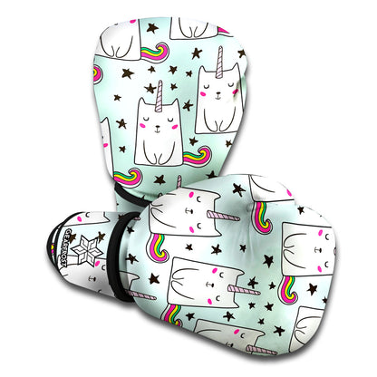 Cute Unicorn Cat Pattern Print Boxing Gloves