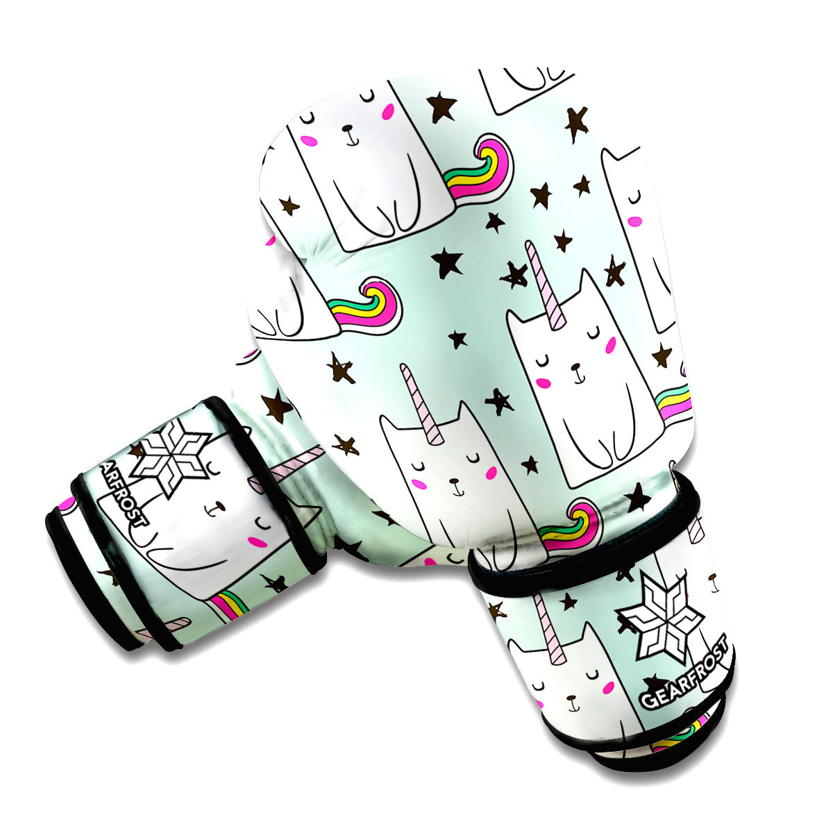 Cute Unicorn Cat Pattern Print Boxing Gloves