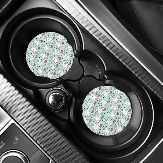 Cute Unicorn Cat Pattern Print Car Coasters