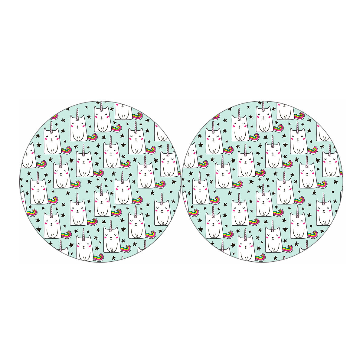 Cute Unicorn Cat Pattern Print Car Coasters