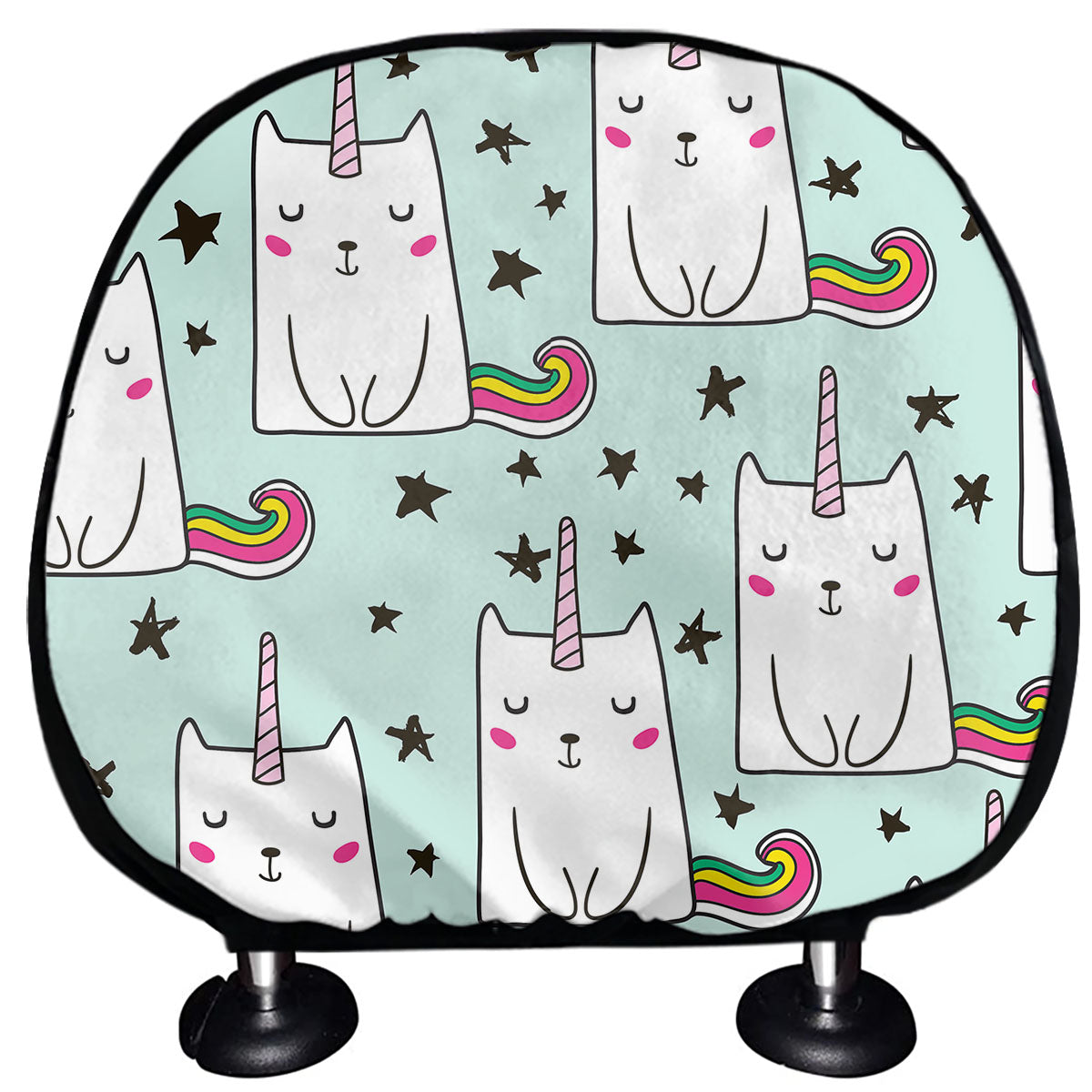 Cute Unicorn Cat Pattern Print Car Headrest Covers