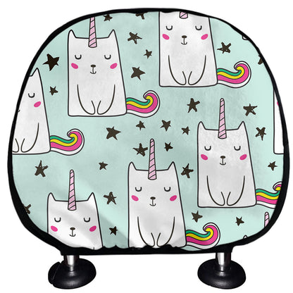 Cute Unicorn Cat Pattern Print Car Headrest Covers