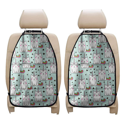 Cute Unicorn Cat Pattern Print Car Seat Organizers