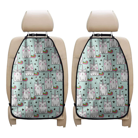Cute Unicorn Cat Pattern Print Car Seat Organizers