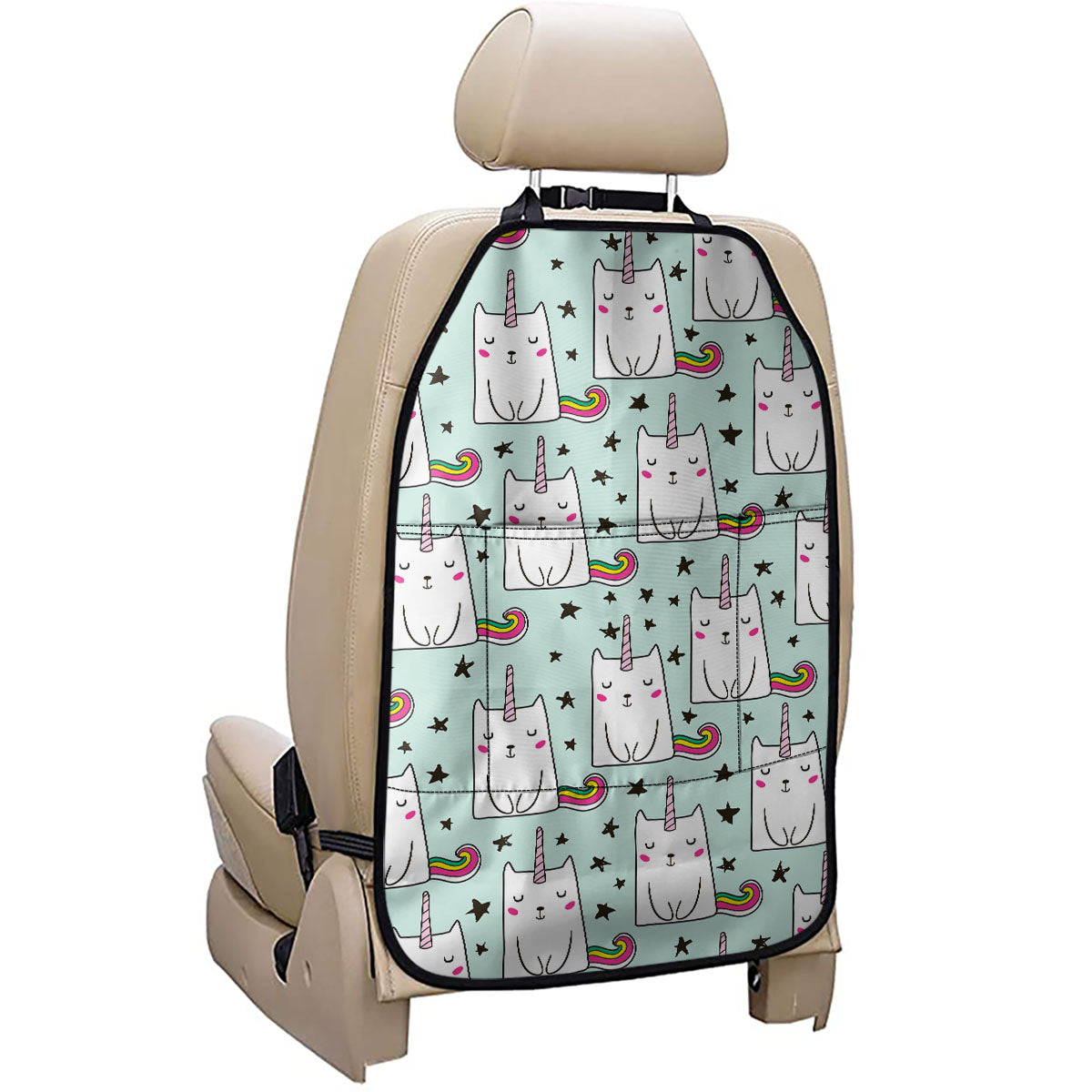 Cute Unicorn Cat Pattern Print Car Seat Organizers