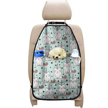 Cute Unicorn Cat Pattern Print Car Seat Organizers
