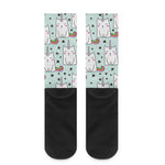Cute Unicorn Cat Pattern Print Crew Socks