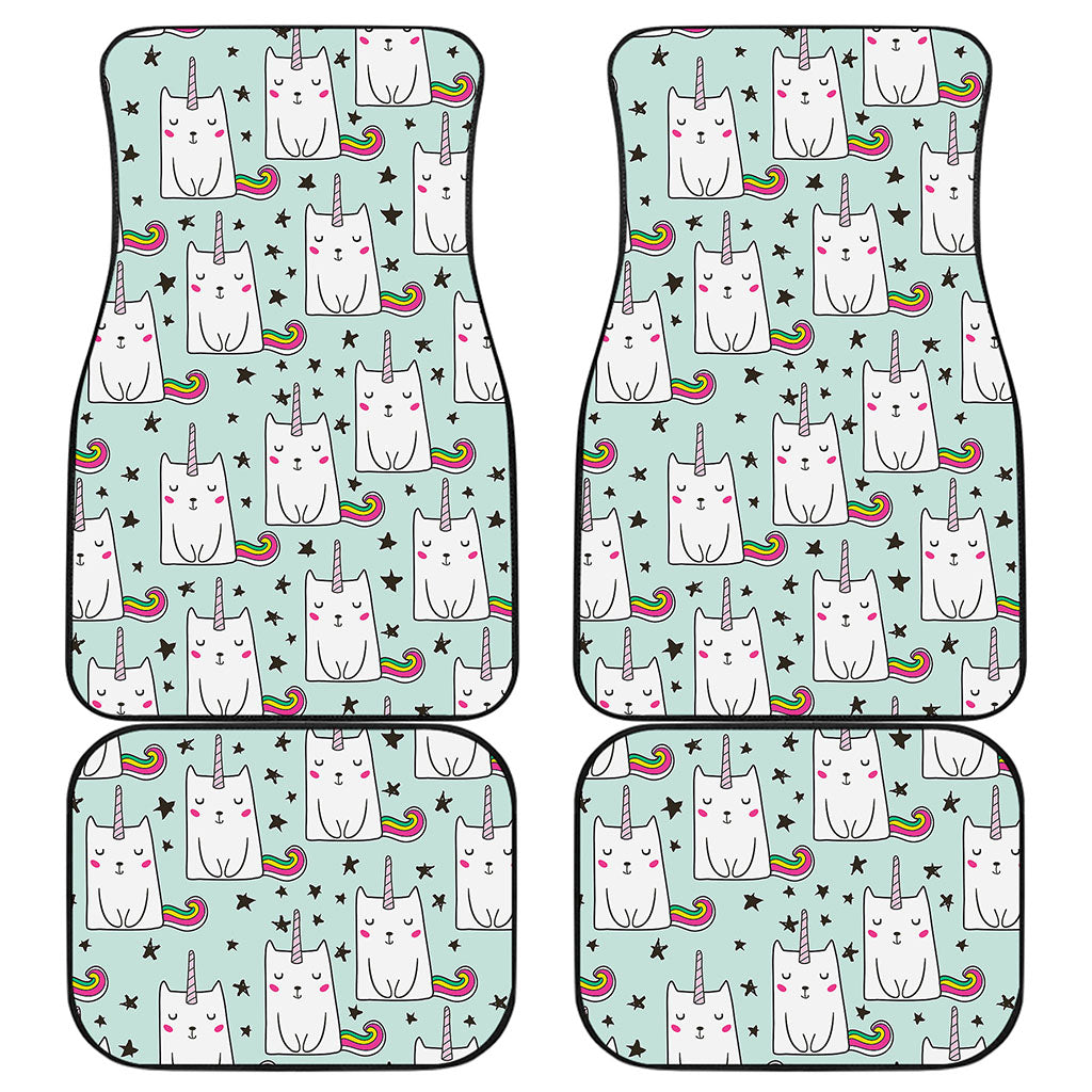 Cute Unicorn Cat Pattern Print Front and Back Car Floor Mats