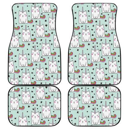 Cute Unicorn Cat Pattern Print Front and Back Car Floor Mats