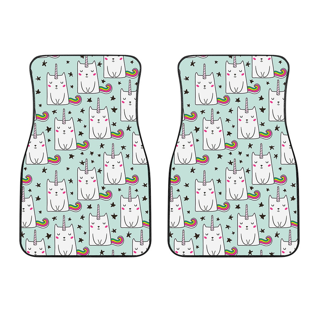 Cute Unicorn Cat Pattern Print Front Car Floor Mats