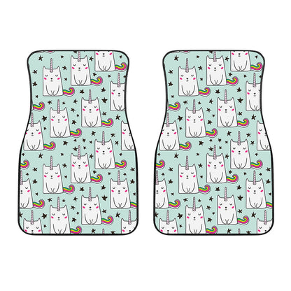 Cute Unicorn Cat Pattern Print Front Car Floor Mats