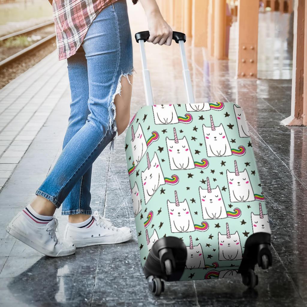 Cute Unicorn Cat Pattern Print Luggage Cover GearFrost