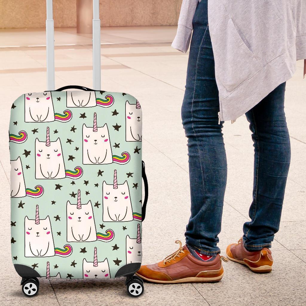 Cute Unicorn Cat Pattern Print Luggage Cover GearFrost