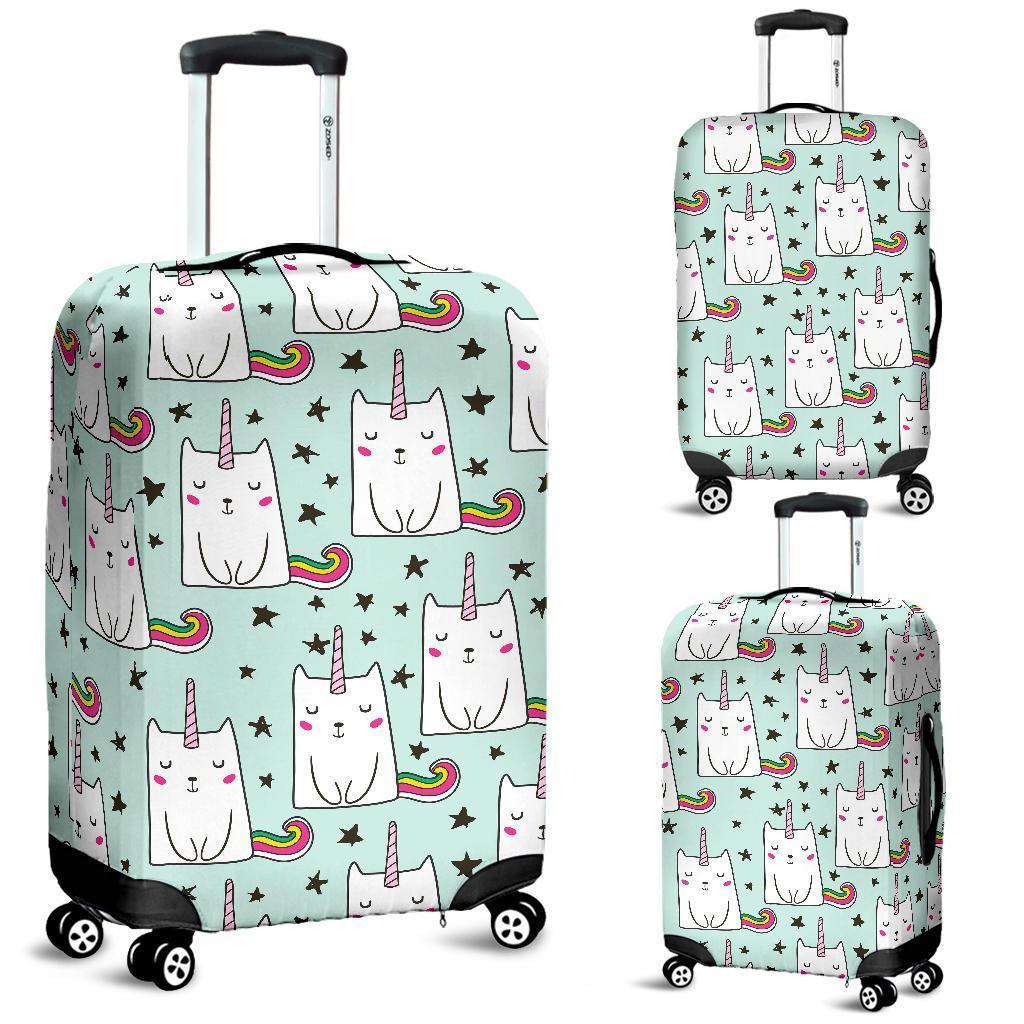 Cute Unicorn Cat Pattern Print Luggage Cover GearFrost