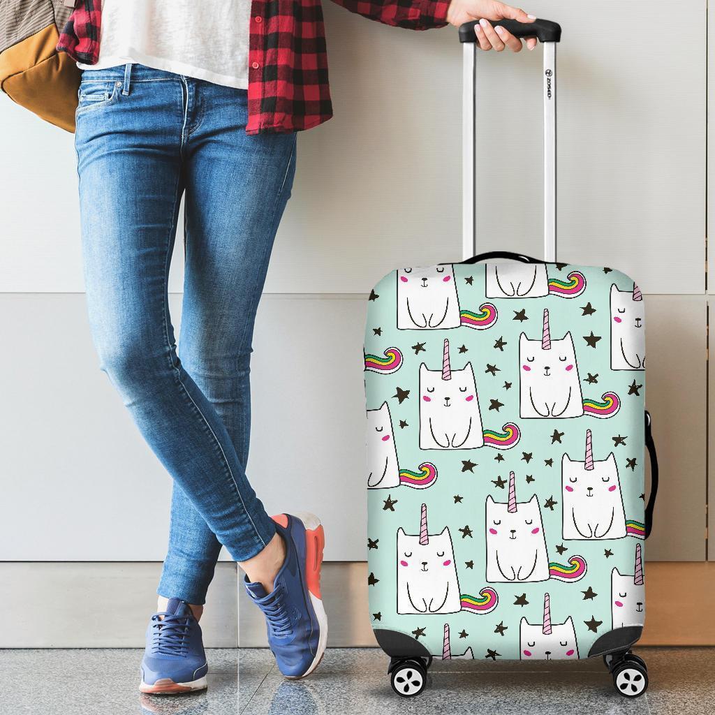 Cute Unicorn Cat Pattern Print Luggage Cover GearFrost