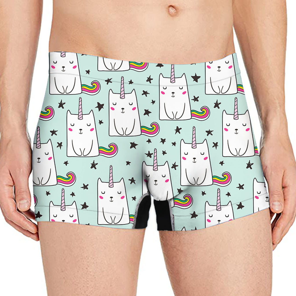 Cute Unicorn Cat Pattern Print Men's Boxer Briefs