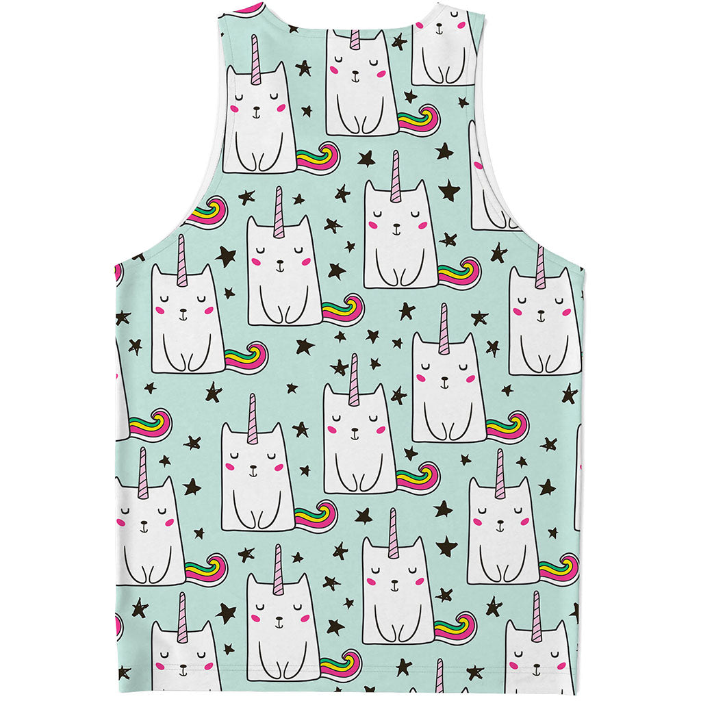 Cute Unicorn Cat Pattern Print Men's Tank Top