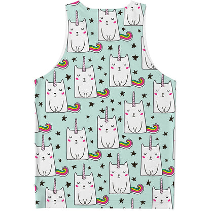 Cute Unicorn Cat Pattern Print Men's Tank Top
