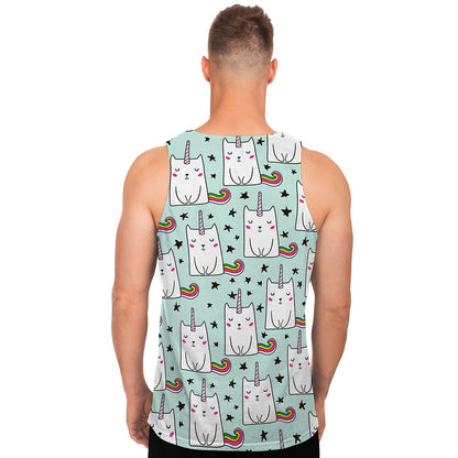 Cute Unicorn Cat Pattern Print Men's Tank Top