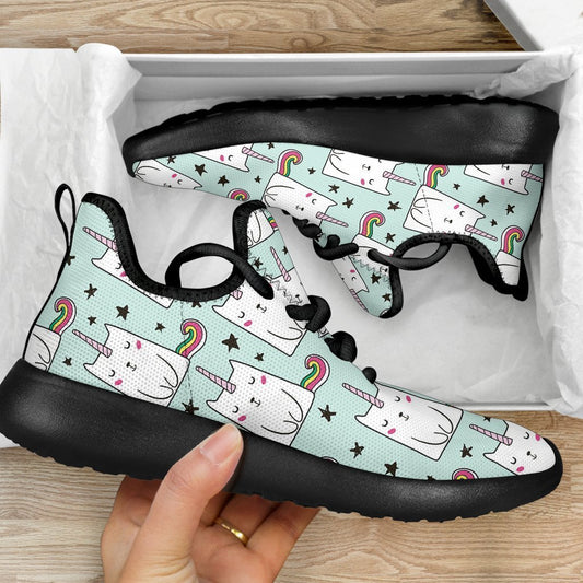 Cute Unicorn Cat Pattern Print Mesh Knit Shoes GearFrost