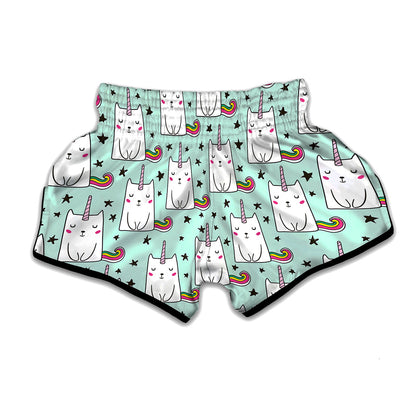 Cute Unicorn Cat Pattern Print Muay Thai Boxing Shorts