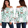 Cute Unicorn Cat Pattern Print Off Shoulder Sweatshirt GearFrost