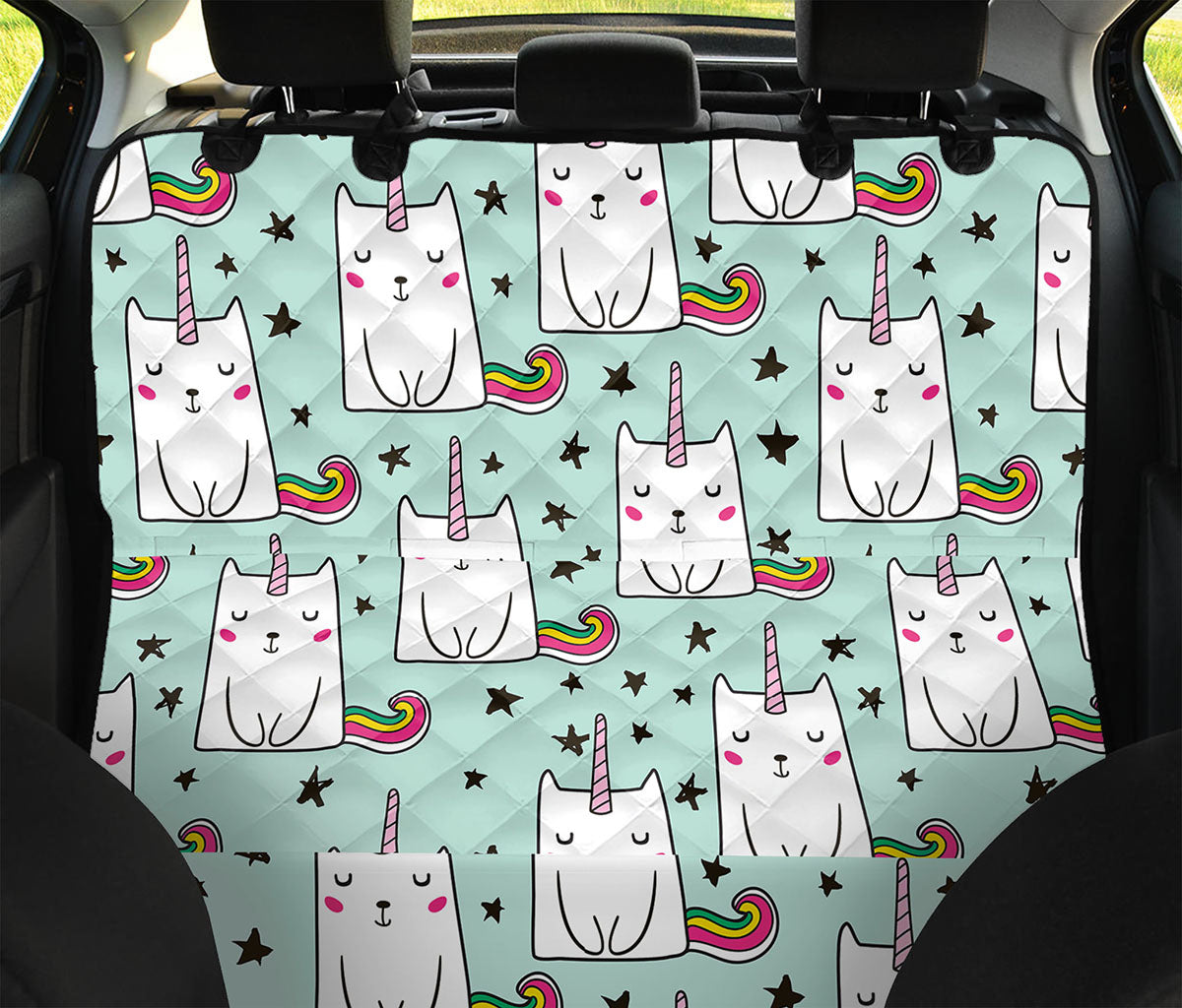 Cute Unicorn Cat Pattern Print Pet Car Back Seat Cover