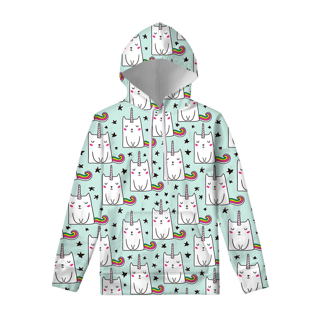 Cute Unicorn Cat Pattern Print Pullover Hoodie