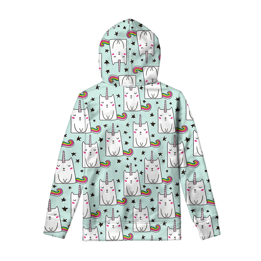Cute Unicorn Cat Pattern Print Pullover Hoodie