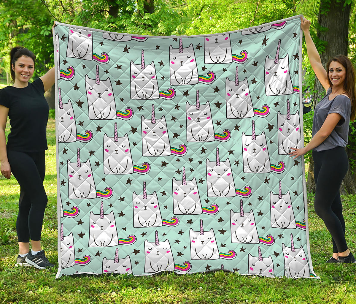 Cute Unicorn Cat Pattern Print Quilt