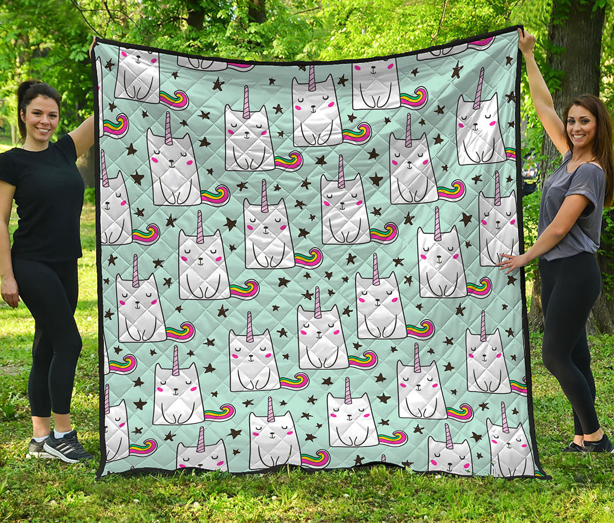 Cute Unicorn Cat Pattern Print Quilt