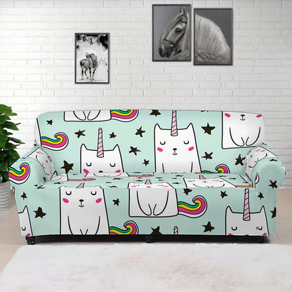 Cute Unicorn Cat Pattern Print Sofa Cover