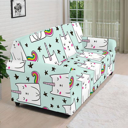 Cute Unicorn Cat Pattern Print Sofa Cover