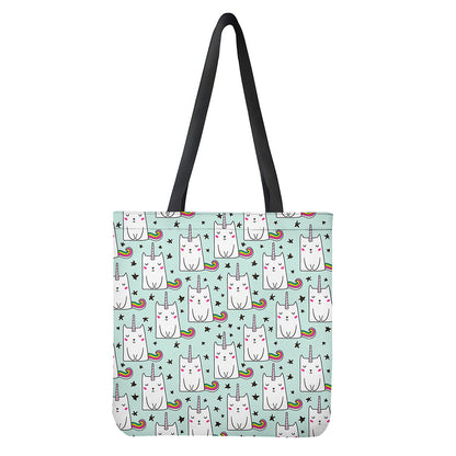 Cute Unicorn Cat Pattern Print Tote Bag