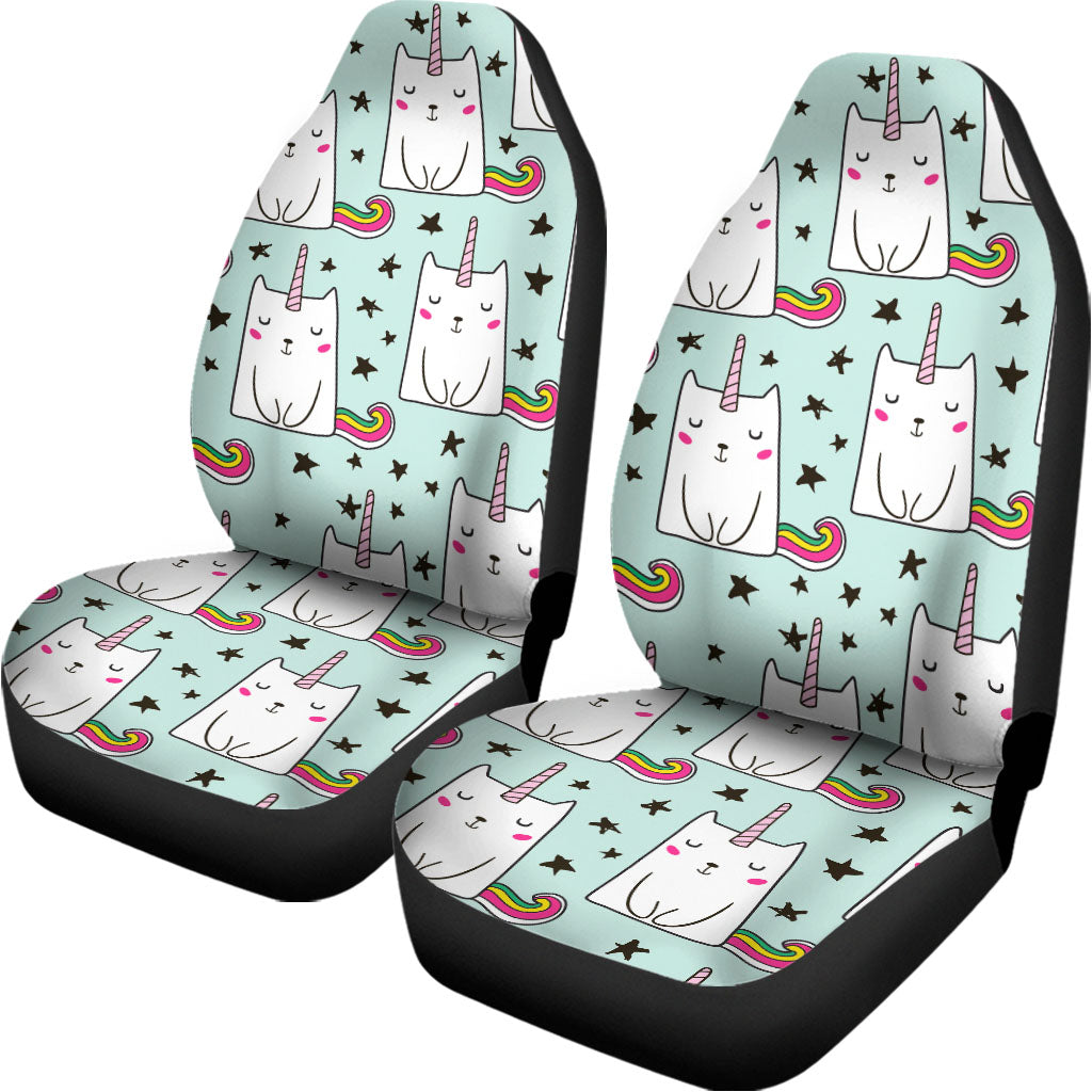 Cute Unicorn Cat Pattern Print Universal Fit Car Seat Covers