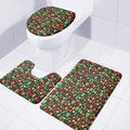 Cute Vegan Pattern Print 3 Piece Bath Mat Set