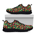 Cute Vegan Pattern Print Black Running Shoes