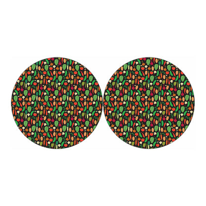 Cute Vegan Pattern Print Car Coasters