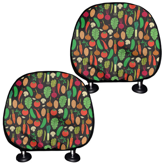 Cute Vegan Pattern Print Car Headrest Covers