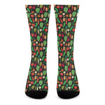 Cute Vegan Pattern Print Crew Socks