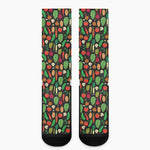 Cute Vegan Pattern Print Crew Socks