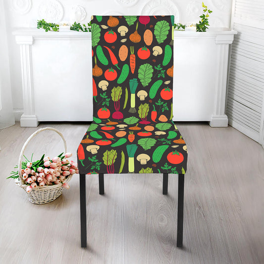 Cute Vegan Pattern Print Dining Chair Slipcover